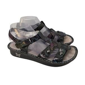 Alegria Sandals Women's 11 Kleo Black Zesty Iridescent Snake Print Comfort 41